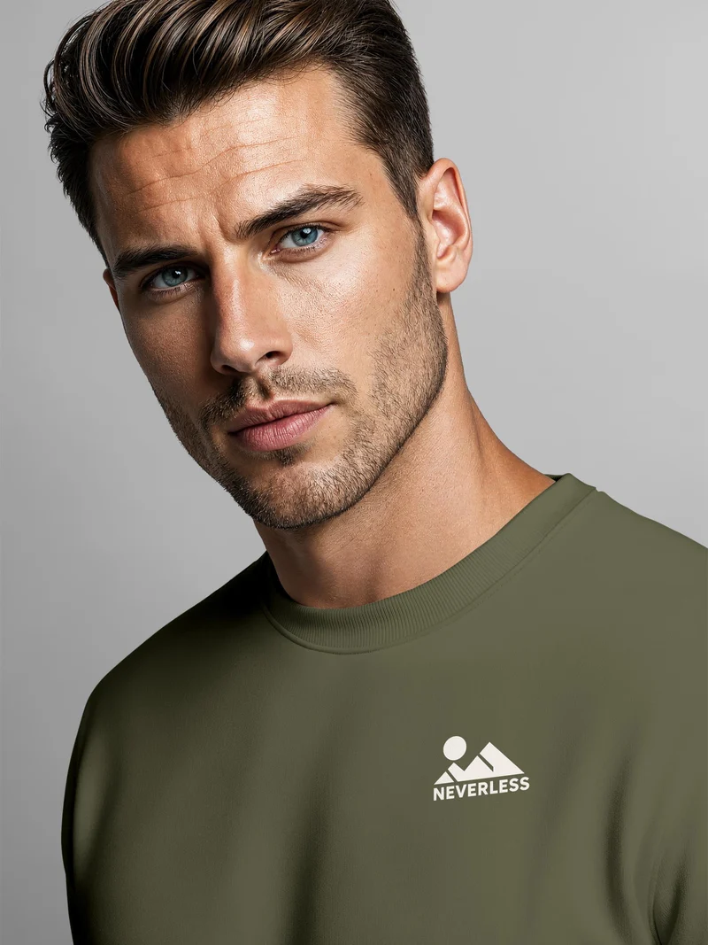 Herren Sweatshirt Mountain Logo Brustprint Regular Fit