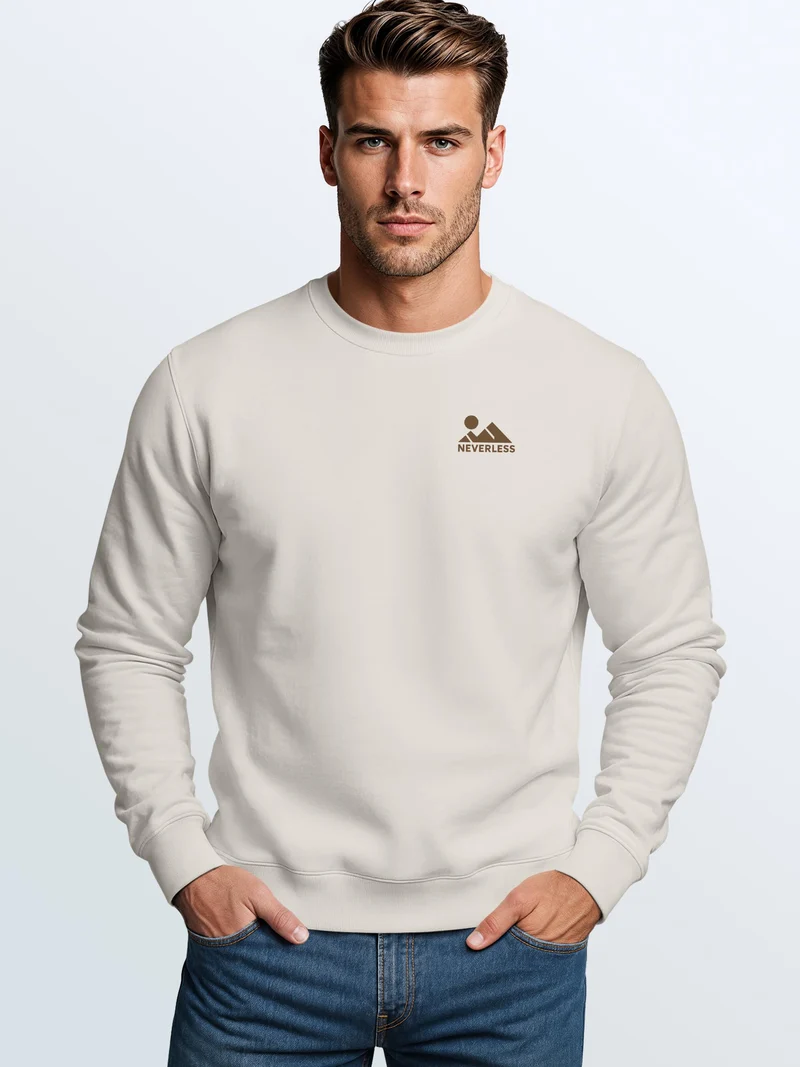 Herren Sweatshirt Mountain Logo Brustprint Regular Fit