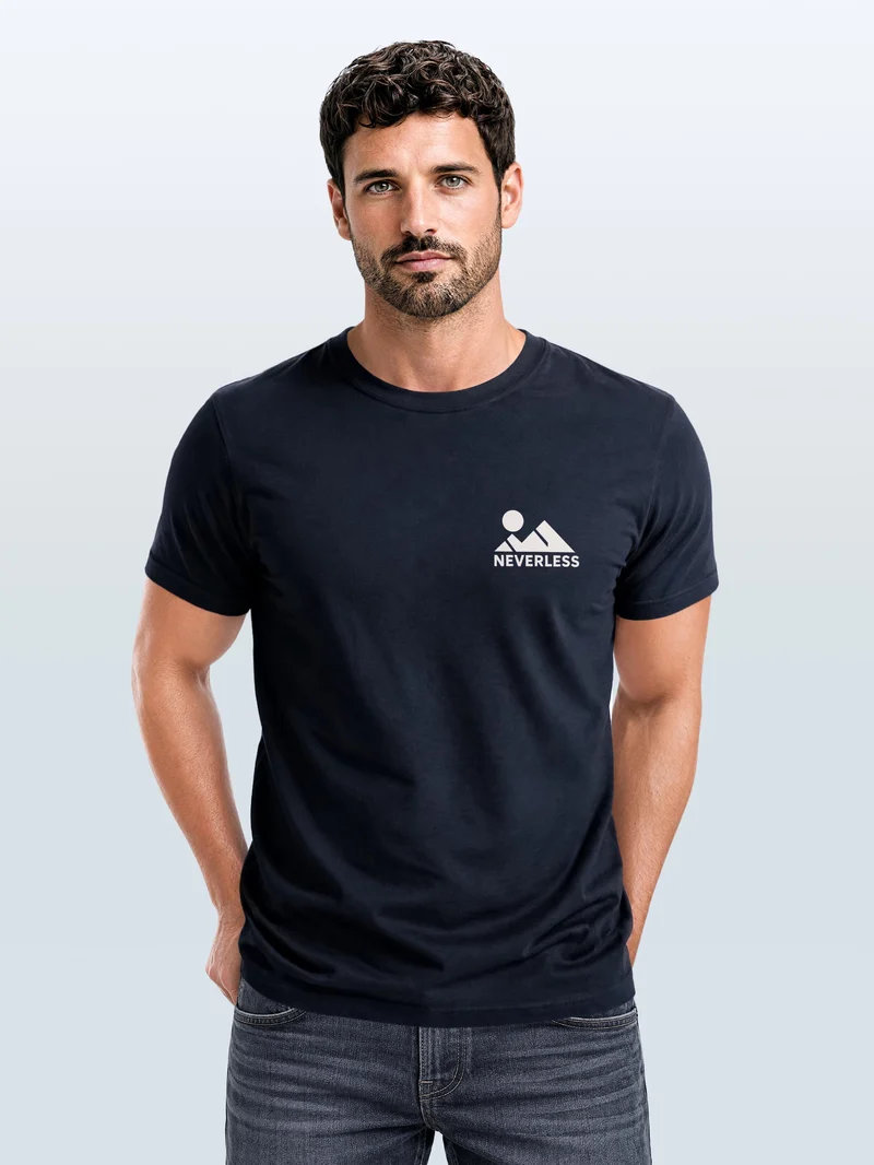 Herren T-Shirt Berg Sonne Brustprint Slim Fit