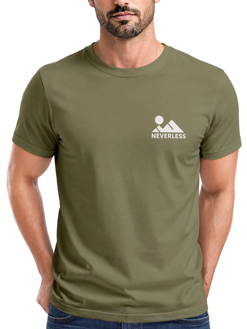 Herren T-Shirt Berg Sonne Brustprint Slim Fit