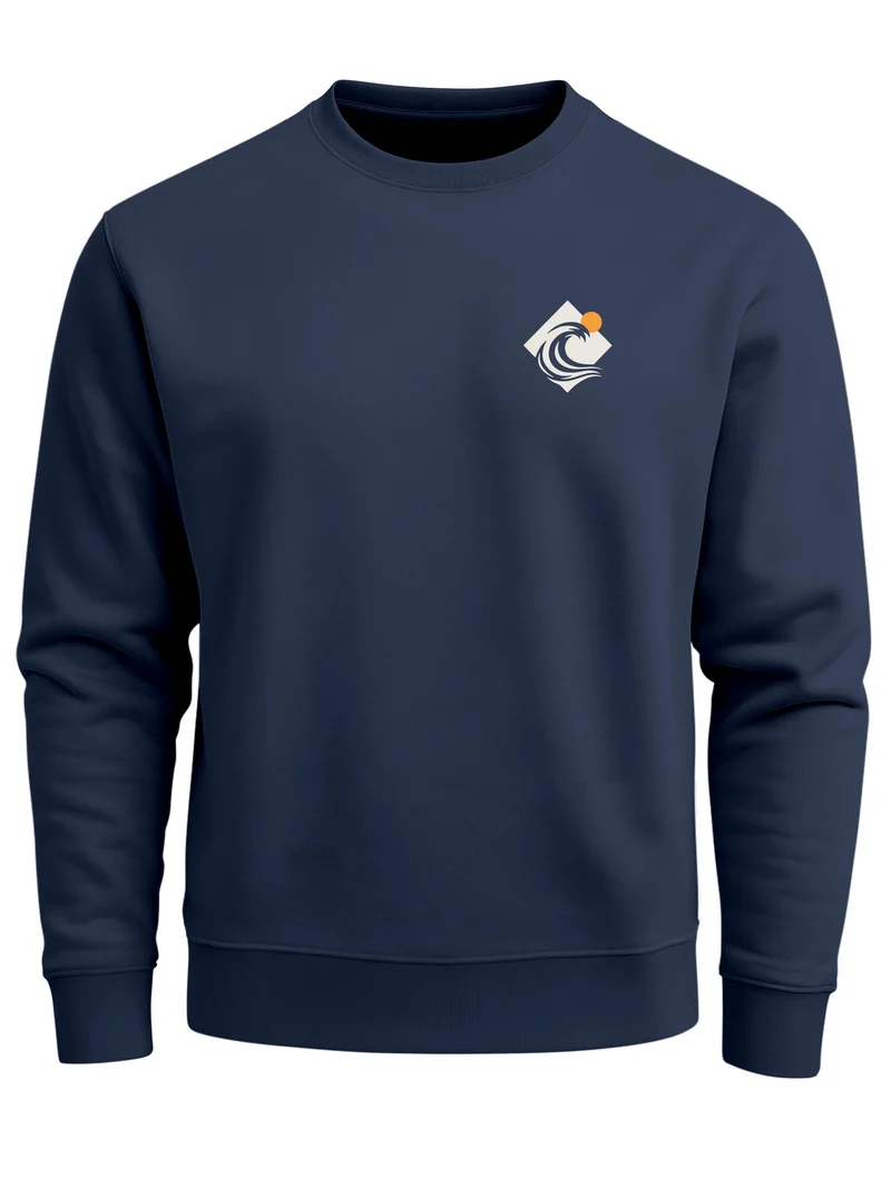 Herren Sweatshirt Wave Sun Brustprint Regular Fit