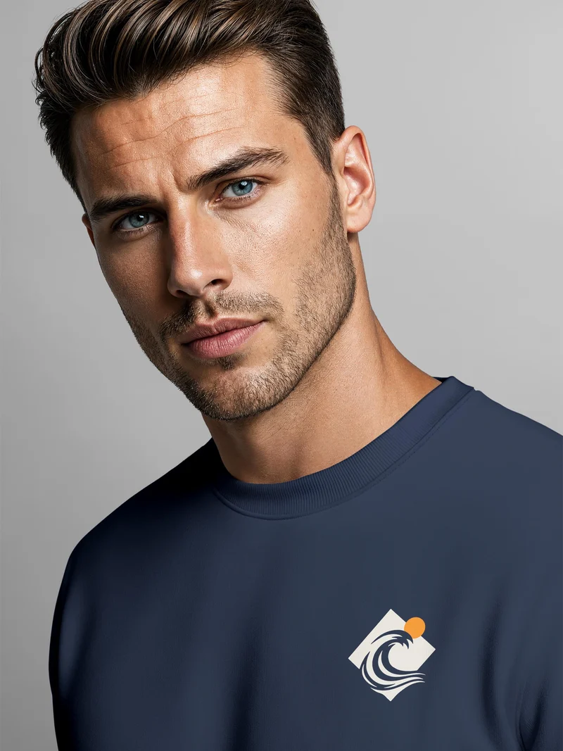 Herren Sweatshirt Wave Sun Brustprint Regular Fit