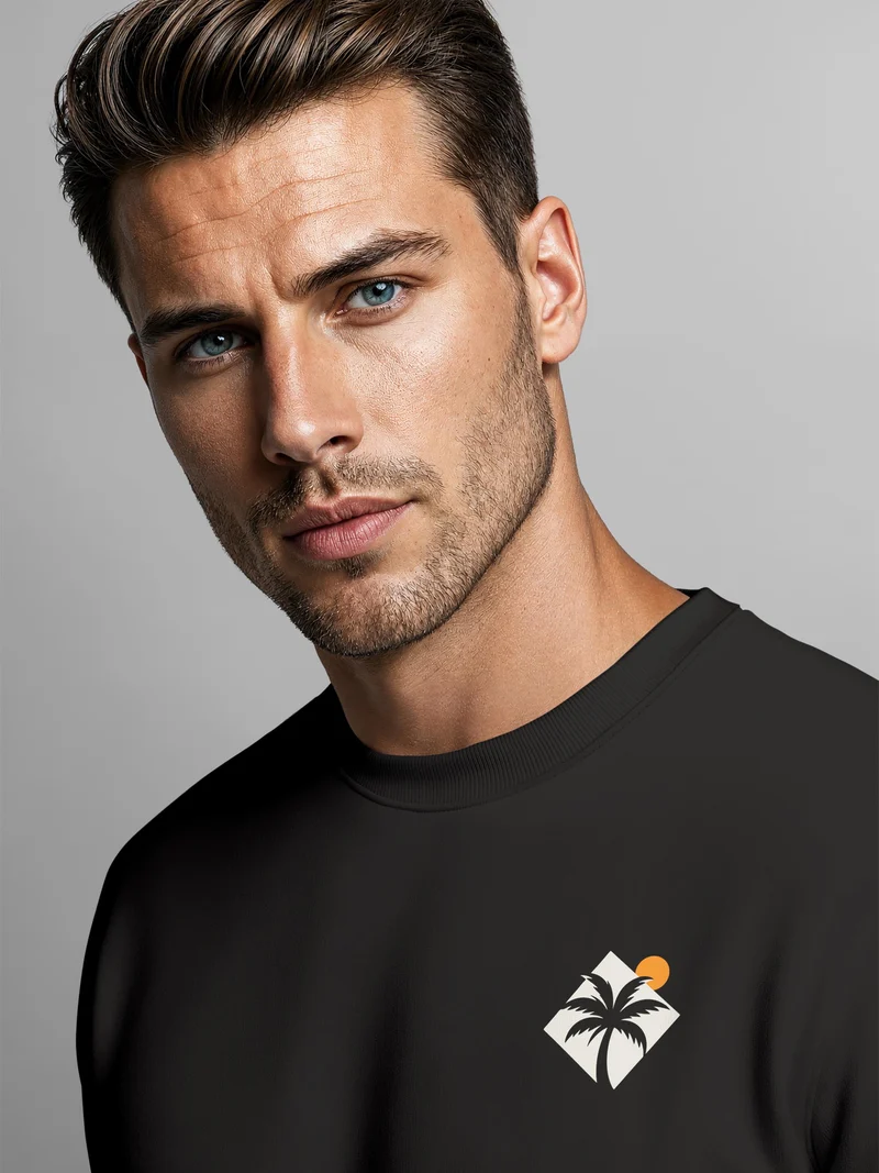 Herren Sweatshirt Palm Sun Brustprint Regular Fit