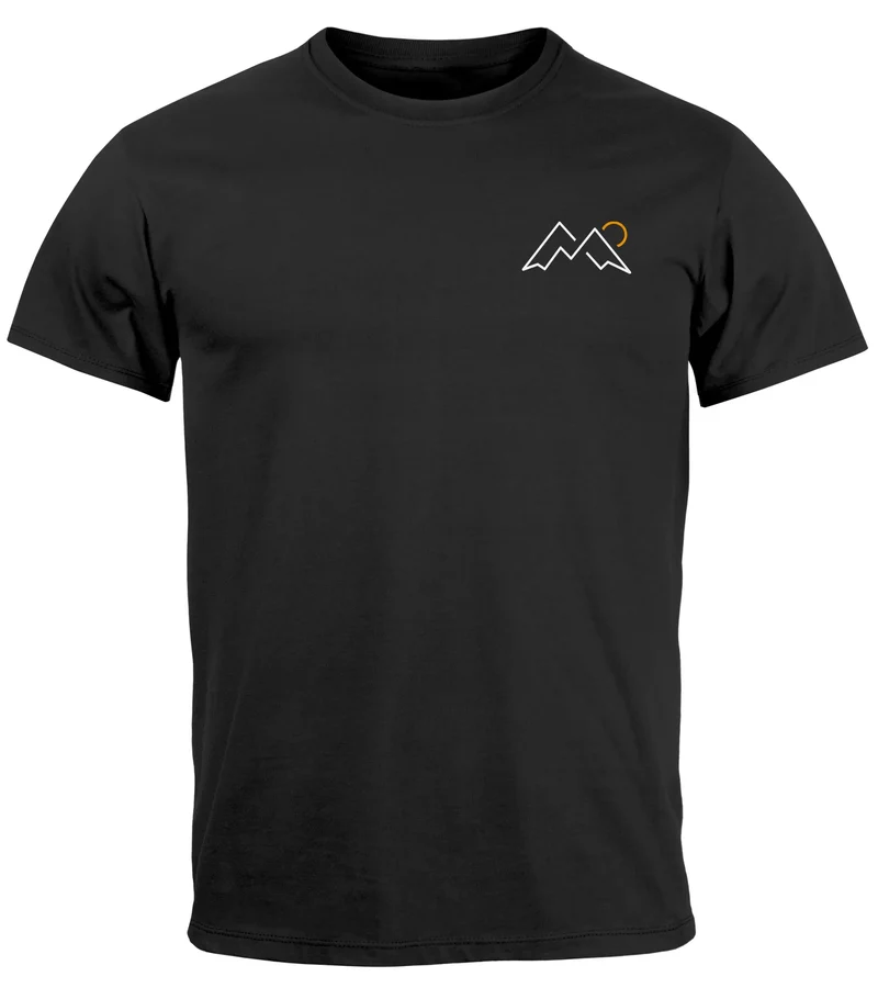 Herren T-Shirt mit Berg-Logo Outdoor Grafikshirt mit Sonnen-Print auf der Brust Sommer Fashion