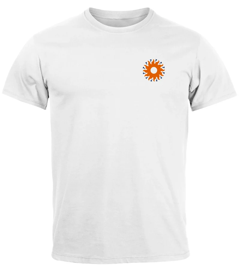 Backprint TShirt Herren Abstrakt Natur Sonne Wellen Aufschrift Freed by Nature Fashion Streetstyle