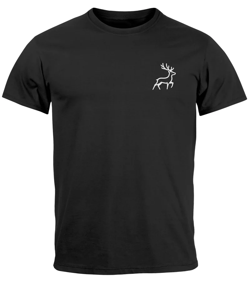 Herren T-Shirt Hirsch Wald-Tiere Printshirt Logo Aufdruck Outdoor Fashion Streetstyle