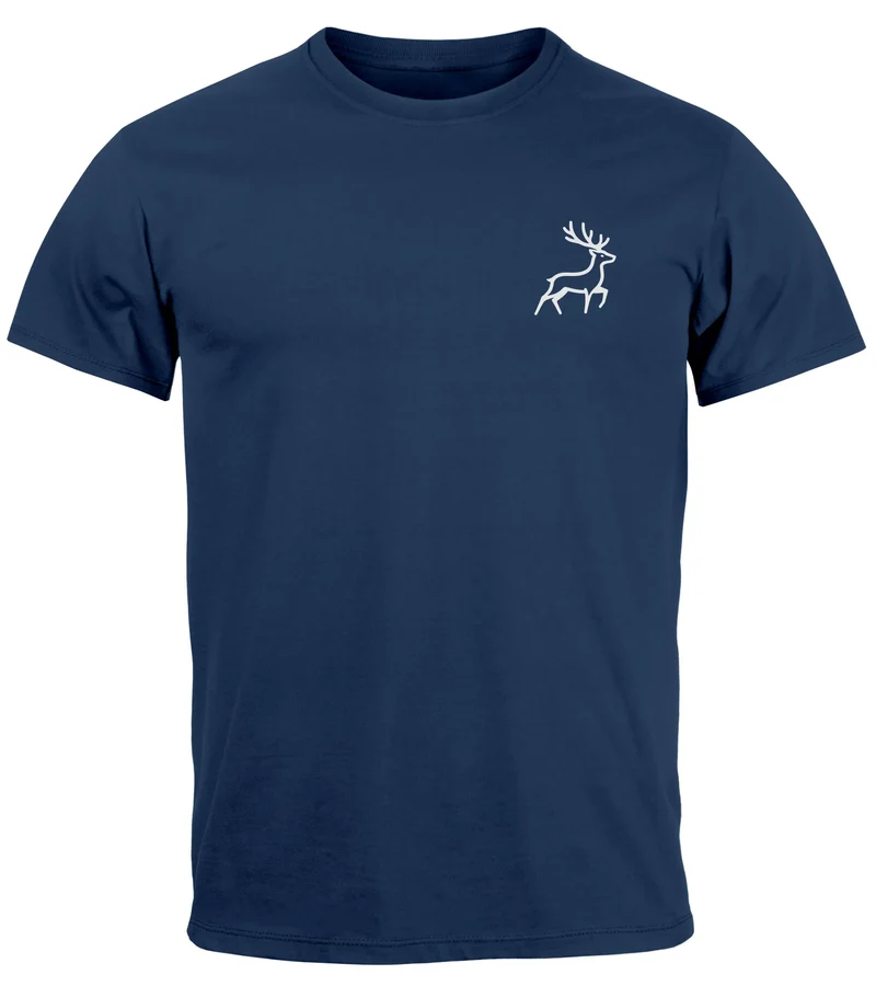 Herren T-Shirt Hirsch Wald-Tiere Printshirt Logo Aufdruck Outdoor Fashion Streetstyle