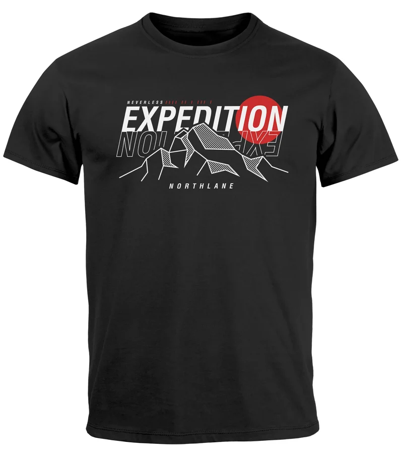 Herren T-Shirt Outdoor Berge Wandern Naturliebhaber Expedition Northlane Aufschrift Männer Printshirt Fashion Streetstyle