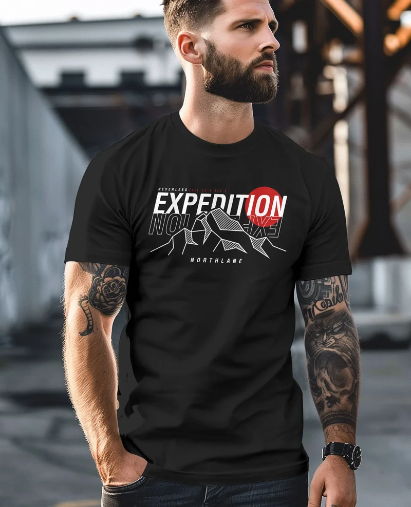 Herren T-Shirt Outdoor Berge Wandern Naturliebhaber Expedition Northlane Aufschrift Männer Printshirt Fashion Streetstyle