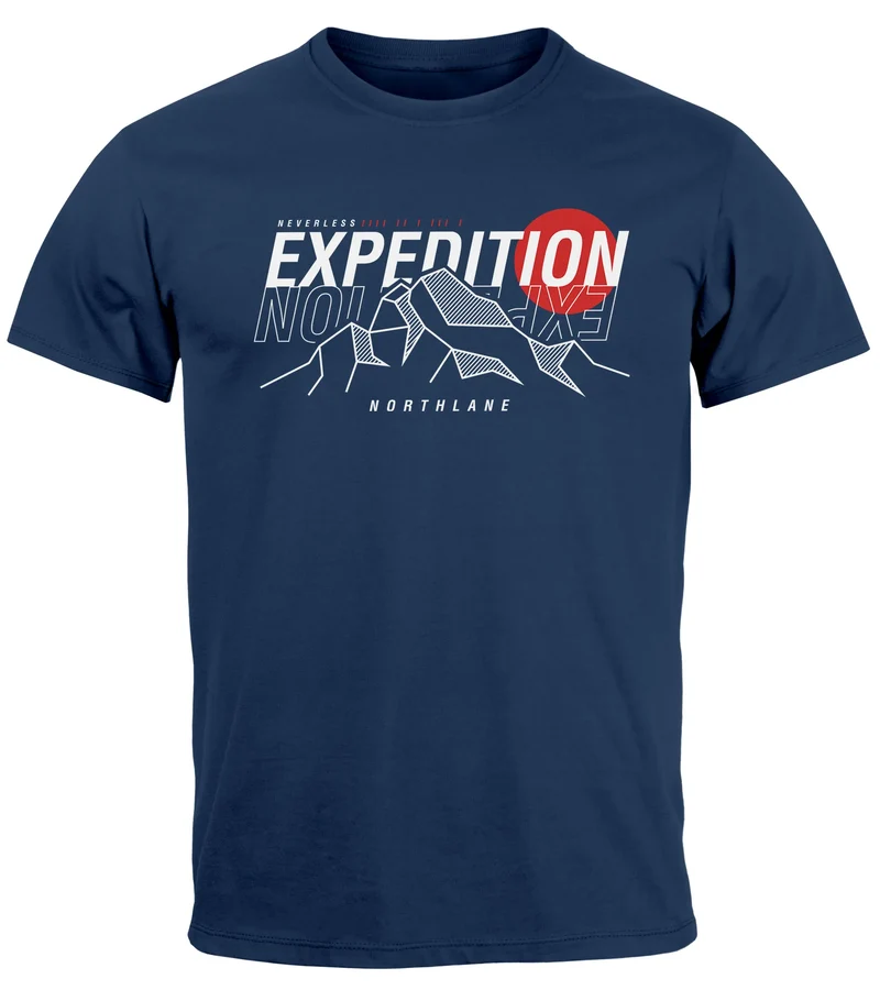 Herren T-Shirt Outdoor Berge Wandern Naturliebhaber Expedition Northlane Aufschrift Männer Printshirt Fashion Streetstyle
