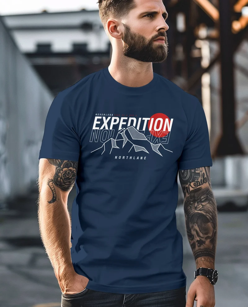Herren T-Shirt Outdoor Berge Wandern Naturliebhaber Expedition Northlane Aufschrift Männer Printshirt Fashion Streetstyle