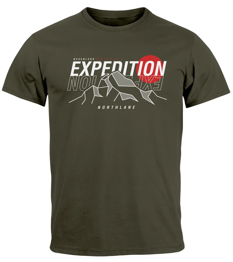 Herren T-Shirt Outdoor Berge Wandern Naturliebhaber Expedition Northlane Aufschrift Männer Printshirt Fashion Streetstyle