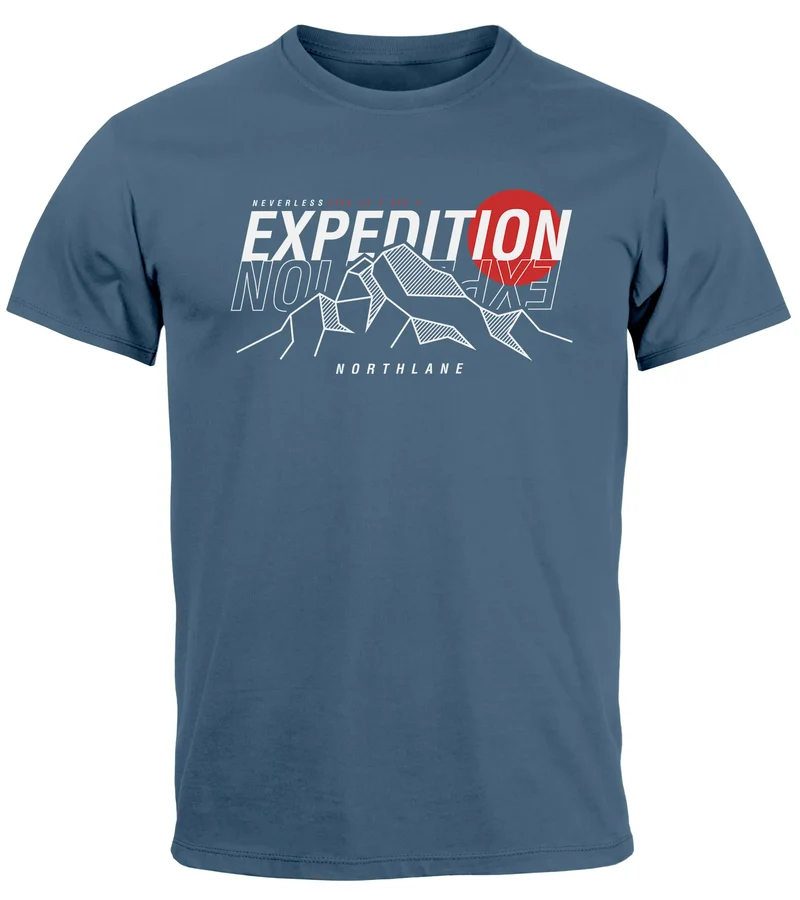 Herren T-Shirt Outdoor Berge Wandern Naturliebhaber Expedition Northlane Aufschrift Männer Printshirt Fashion Streetstyle