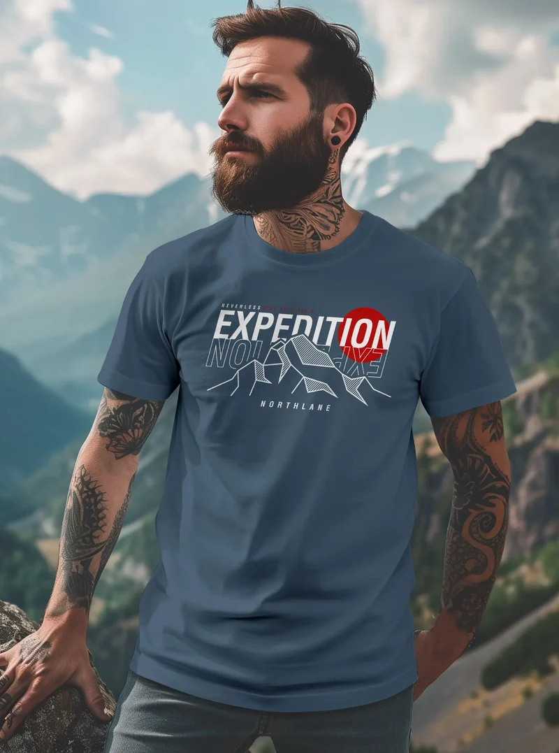 Herren T-Shirt Outdoor Berge Wandern Naturliebhaber Expedition Northlane Aufschrift Männer Printshirt Fashion Streetstyle