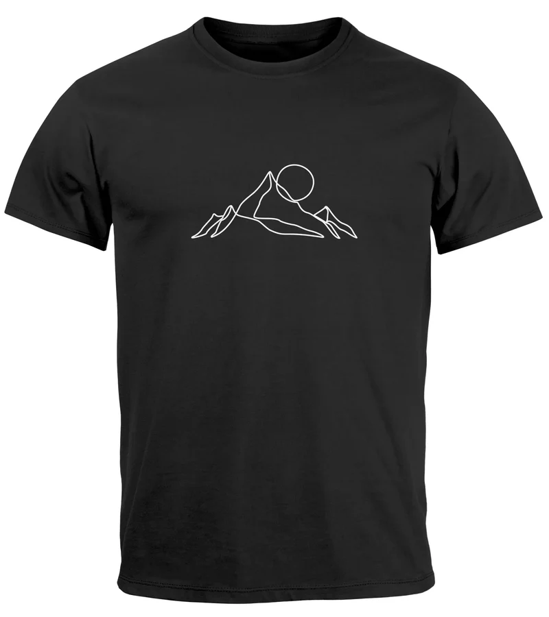 Herren T-Shirt Berge Wandern Brustprint Aufdrucke Gebirge Outdoor Fashion Streetstyle