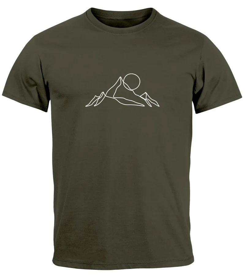Herren T-Shirt Berge Wandern Brustprint Aufdrucke Gebirge Outdoor Fashion Streetstyle