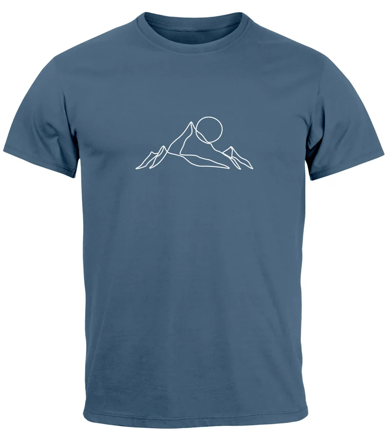 Herren T-Shirt Berge Wandern Brustprint Aufdrucke Gebirge Outdoor Fashion Streetstyle