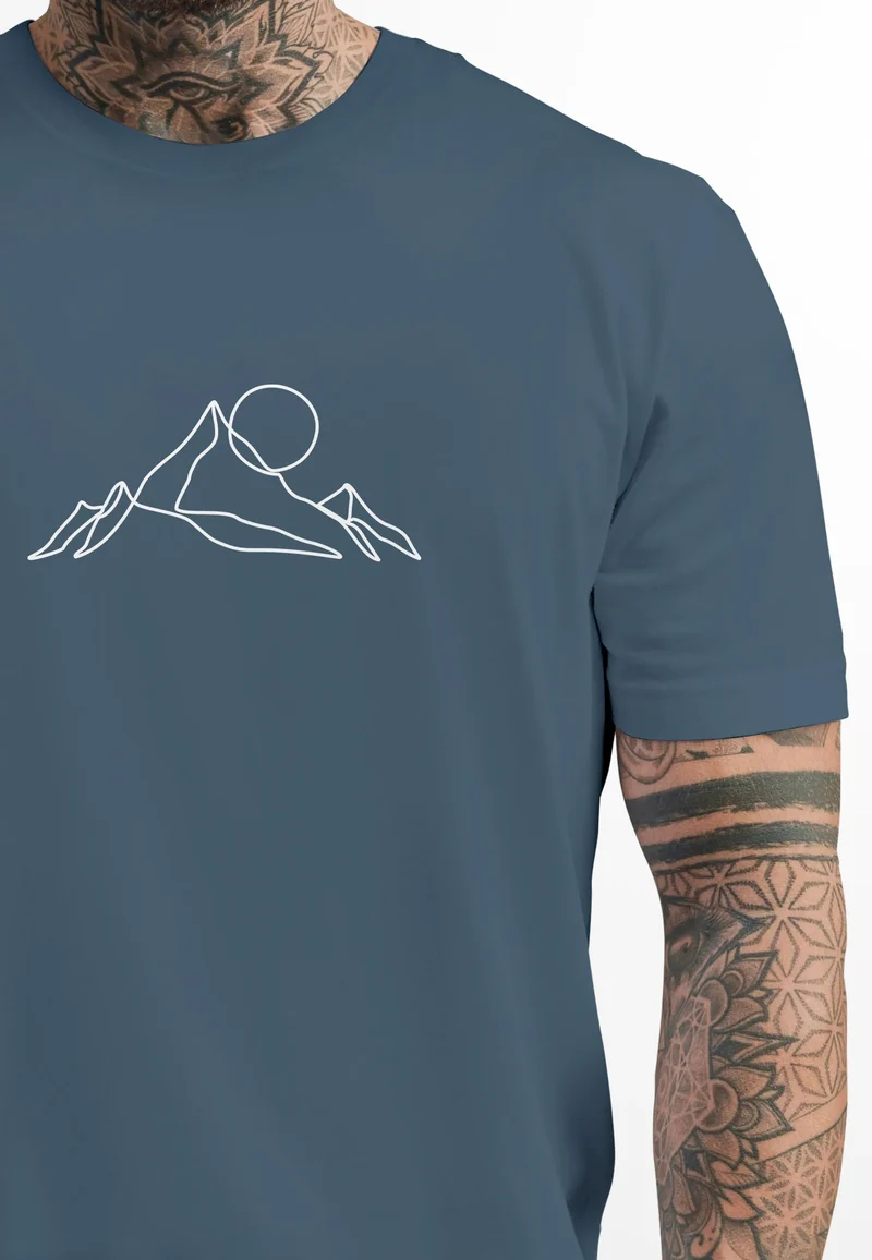 Herren T-Shirt Berge Wandern Brustprint Aufdrucke Gebirge Outdoor Fashion Streetstyle