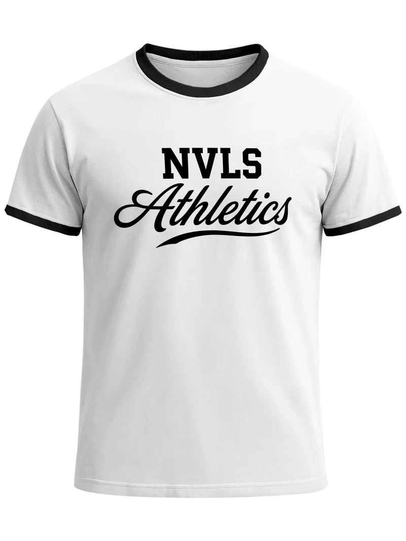 Herren T-Shirt Retro Kontrastbund - NVLSAthletics - Printshirt im Vintage-Look