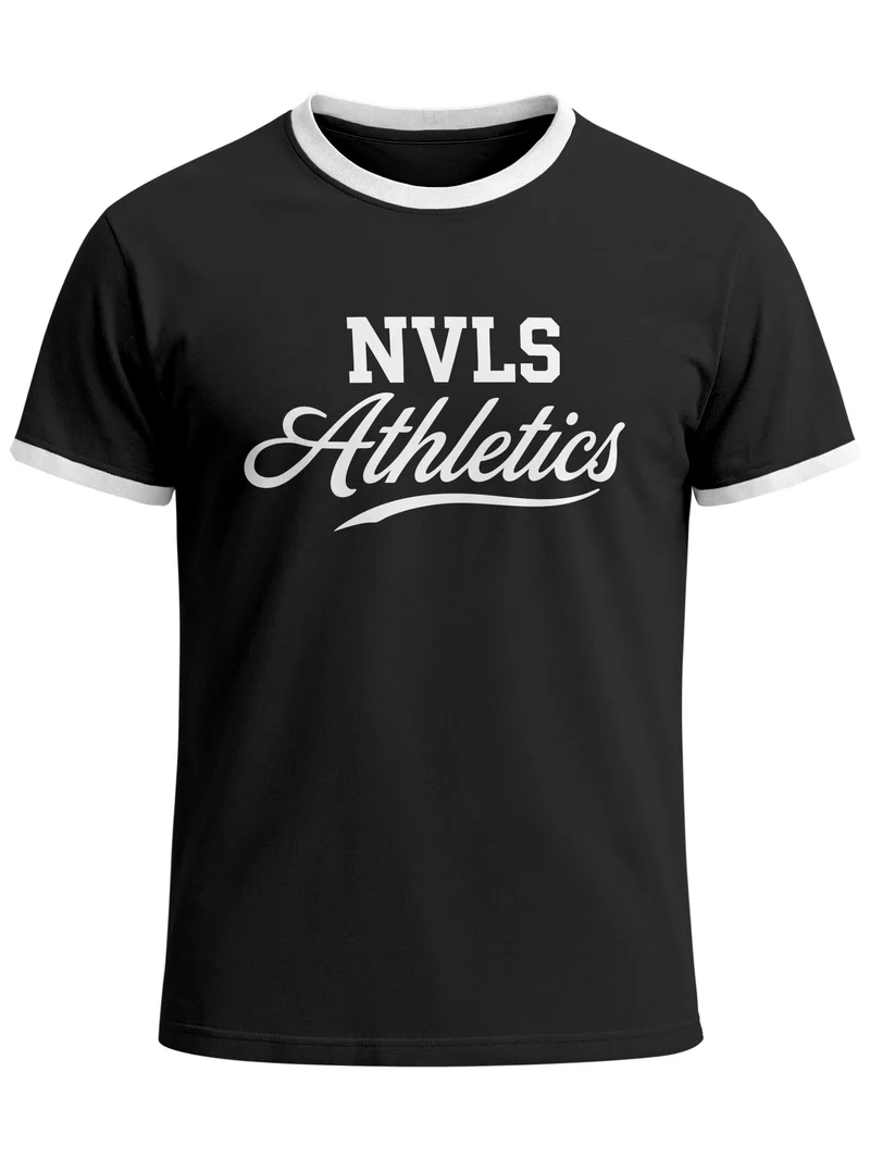 Herren T-Shirt Retro Kontrastbund - NVLSAthletics - Printshirt im Vintage-Look