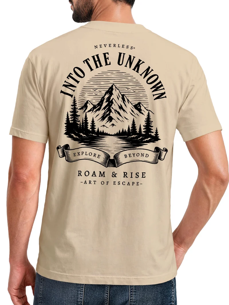 Herren T-Shirt Backprint - Into the Unknown - Baumwollshirt Männer Fashion Streetstyle Slim Fit