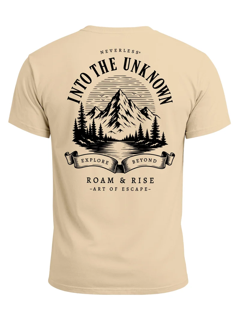 Herren T-Shirt Backprint - Into the Unknown - Baumwollshirt Männer Fashion Streetstyle Slim Fit