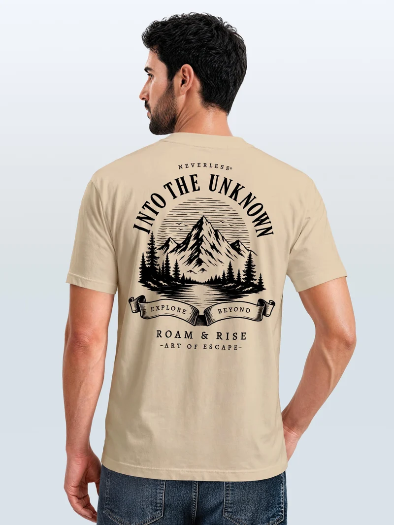Herren T-Shirt Backprint - Into the Unknown - Baumwollshirt Männer Fashion Streetstyle Slim Fit