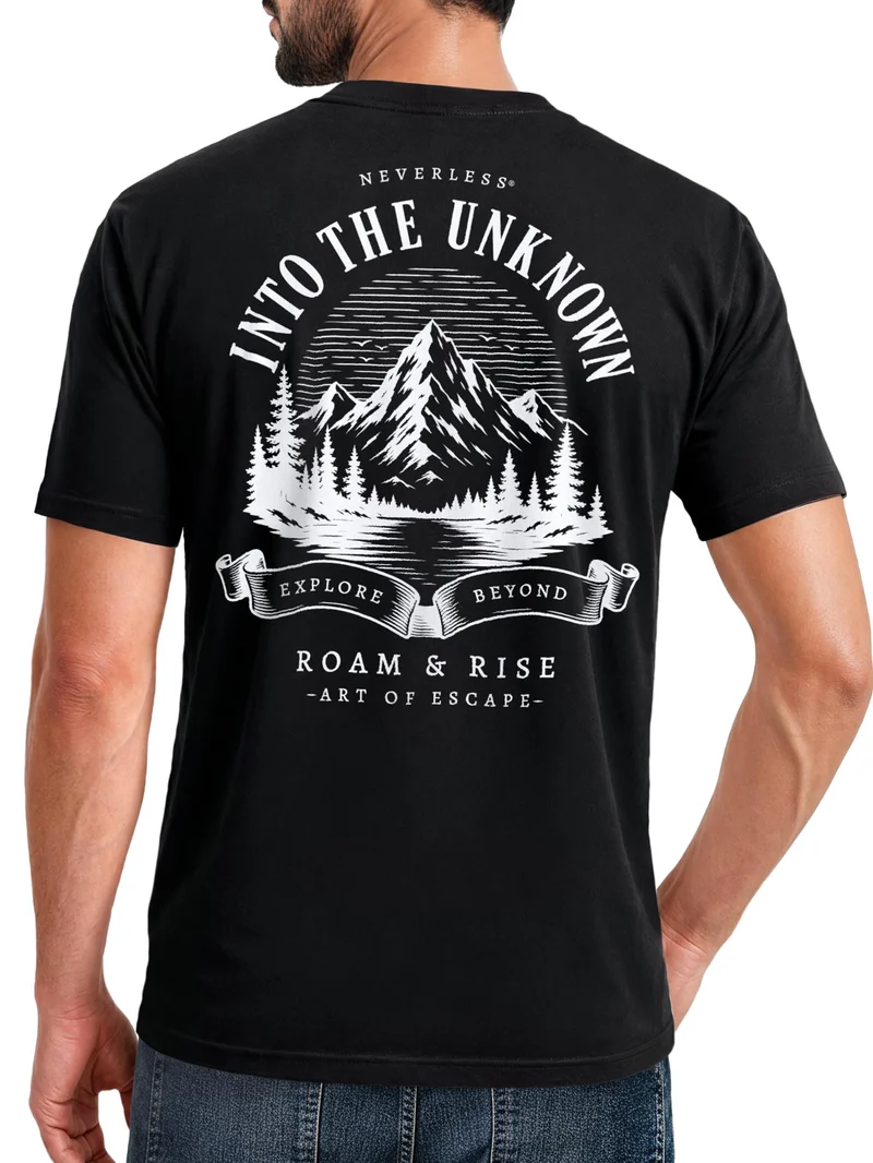 Herren T-Shirt Backprint - Into the Unknown - Baumwollshirt Männer Fashion Streetstyle Slim Fit