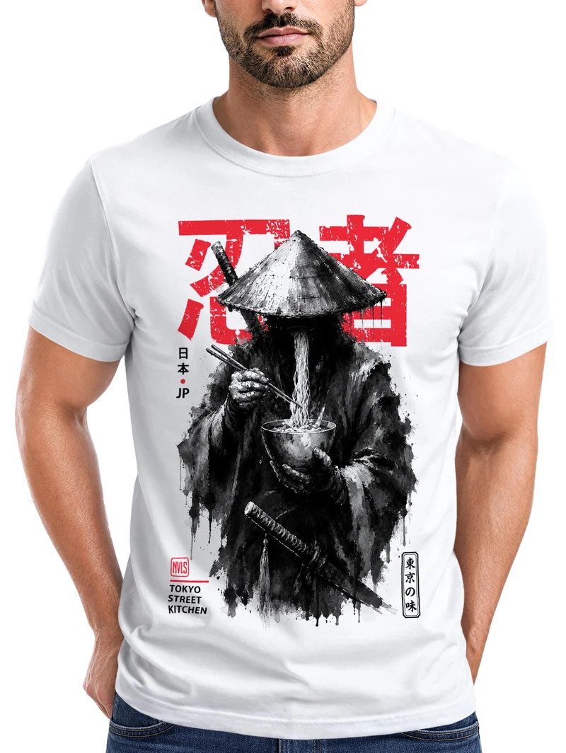 Herren T-Shirt Frontprint - Rōnin - Baumwollshirt Männer Fashion Streetstyle Slim Fit