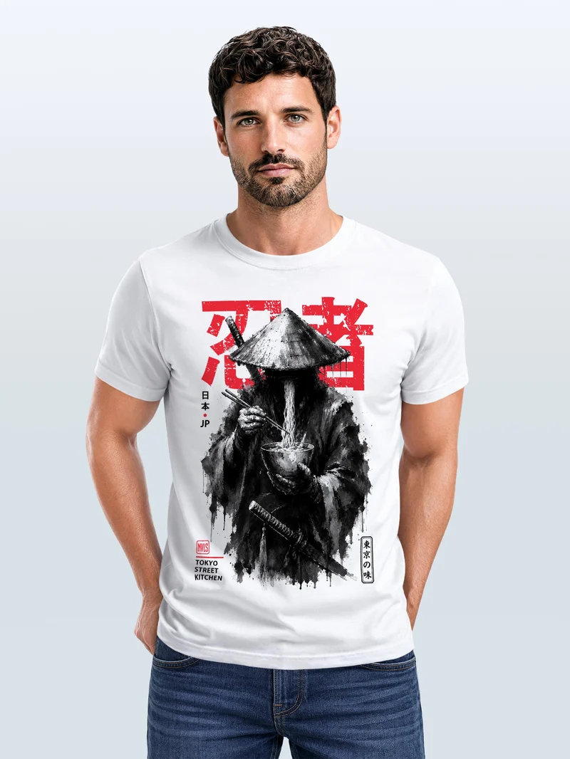 Herren T-Shirt Frontprint - Rōnin - Baumwollshirt Männer Fashion Streetstyle Slim Fit