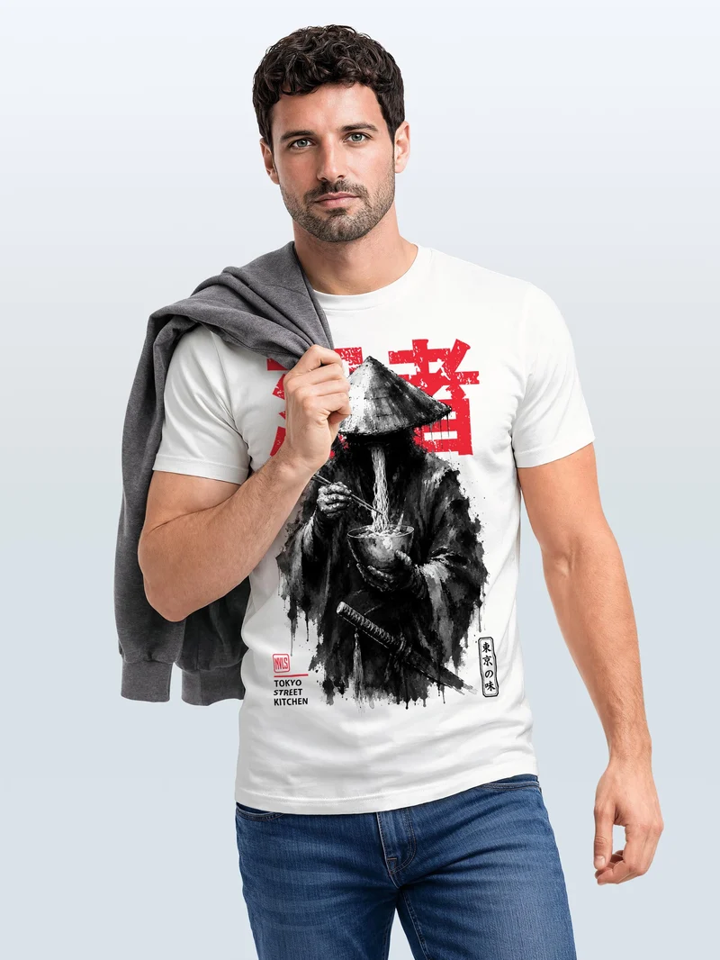 Herren T-Shirt Frontprint - Rōnin - Baumwollshirt Männer Fashion Streetstyle Slim Fit