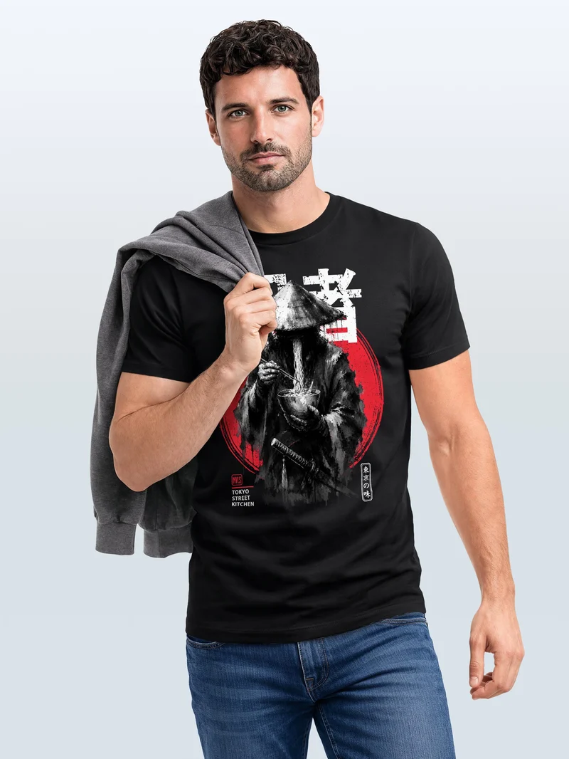 Herren T-Shirt Frontprint - Rōnin - Baumwollshirt Männer Fashion Streetstyle Slim Fit