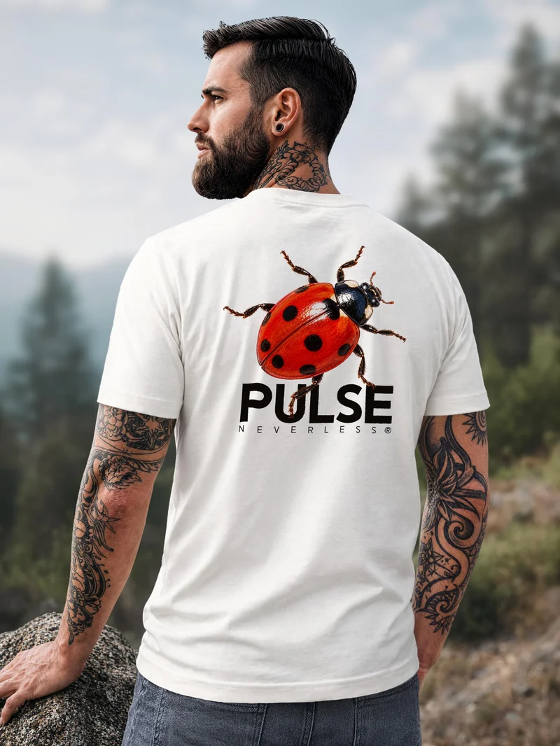 Herren T-Shirt Backprint - Ladybird - Printshirt Baumwolle Slim Fit