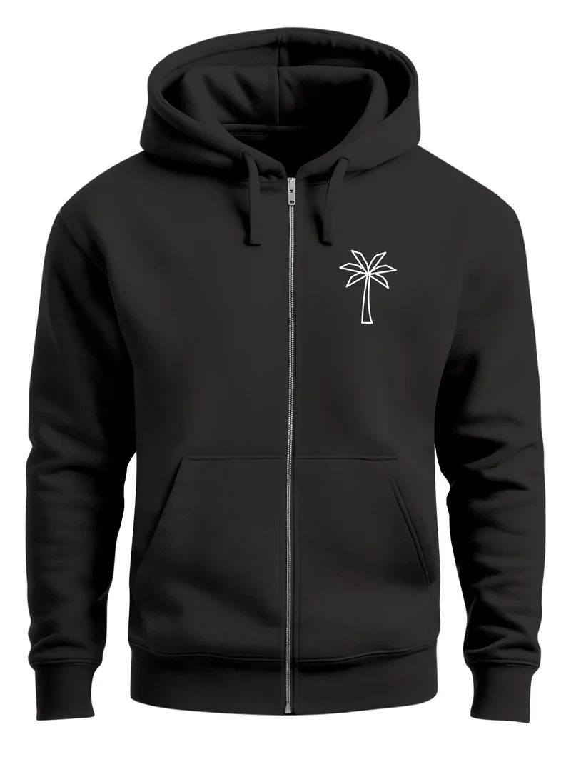 Herren Sweatjacke mit Kapuze Palme Logo Print Zipjacke Zip-Hoodie Männer Fashion Streetstyle