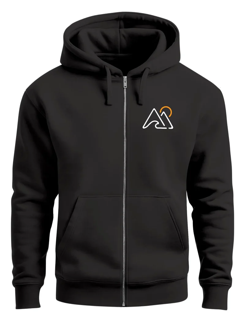 Herren Sweatjacke mit Kapuze Mountain Logo Line Art Aufdruck Zipjacke Zip-Hoodie Männer Fashion Streetstyle