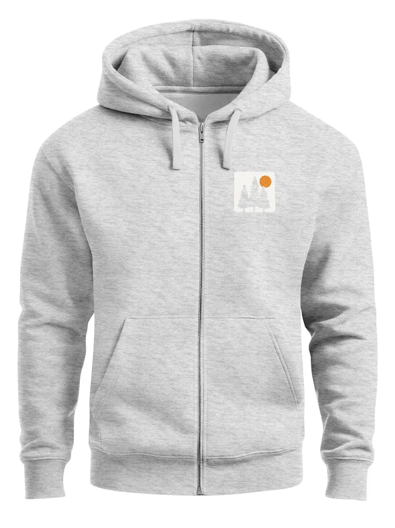 Herren Sweatjacke mit Kapuze Print Bäume Logo Sweatshirt Zipjacke Zip-Hoodie Männer Fashion Streetstyle