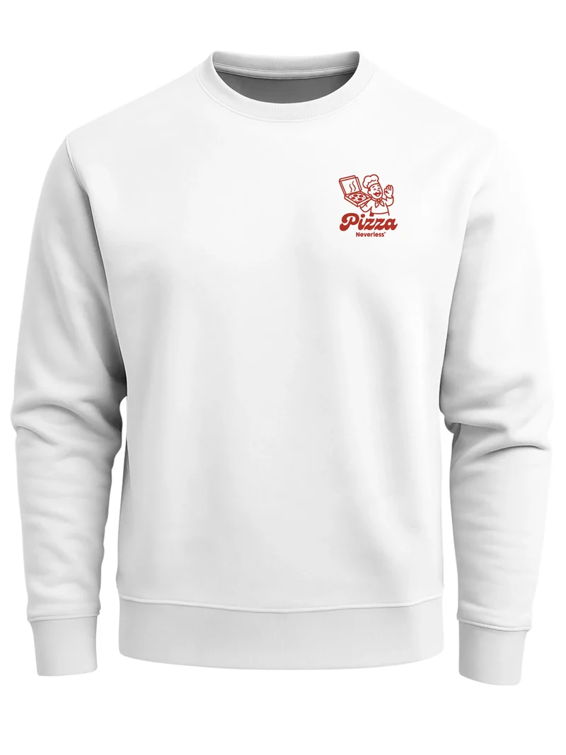 Sweatshirt Herren Pullover mit Backprint Pizza Eat a Slice Fashion Streetwear Fun Food Print Retro Style