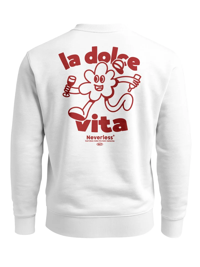 Sweatshirt Herren Pullover mit Backprint La Dolce Vita Design Italian Fun Fashion Streetwear