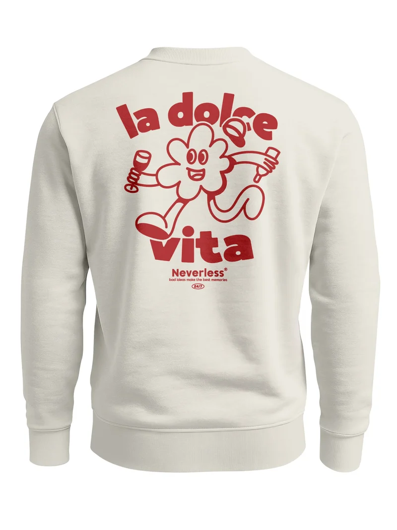 Sweatshirt Herren Pullover mit Backprint La Dolce Vita Design Italian Fun Fashion Streetwear