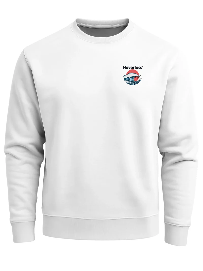 Sweatshirt Herren Pullover mit Backprint Rising Wave | Japan Design mit Wellenmotiv Fashion Streetwear