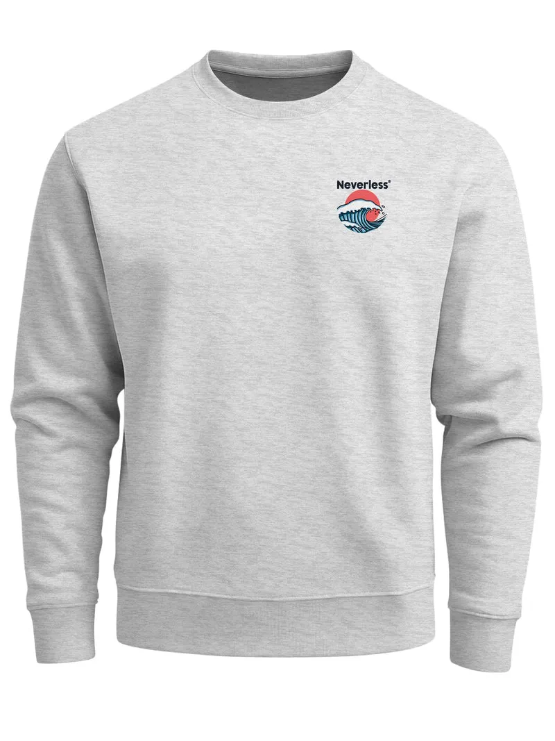 Sweatshirt Herren Pullover mit Backprint Rising Wave | Japan Design mit Wellenmotiv Fashion Streetwear