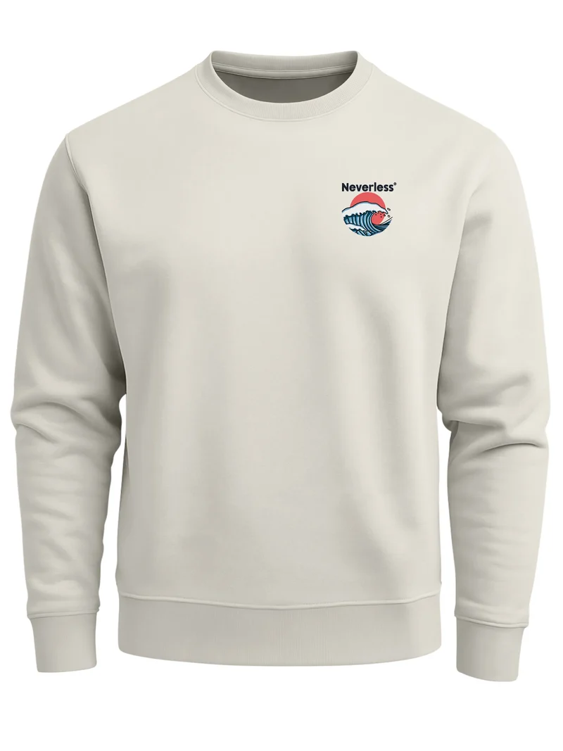 Sweatshirt Herren Pullover mit Backprint Rising Wave | Japan Design mit Wellenmotiv Fashion Streetwear