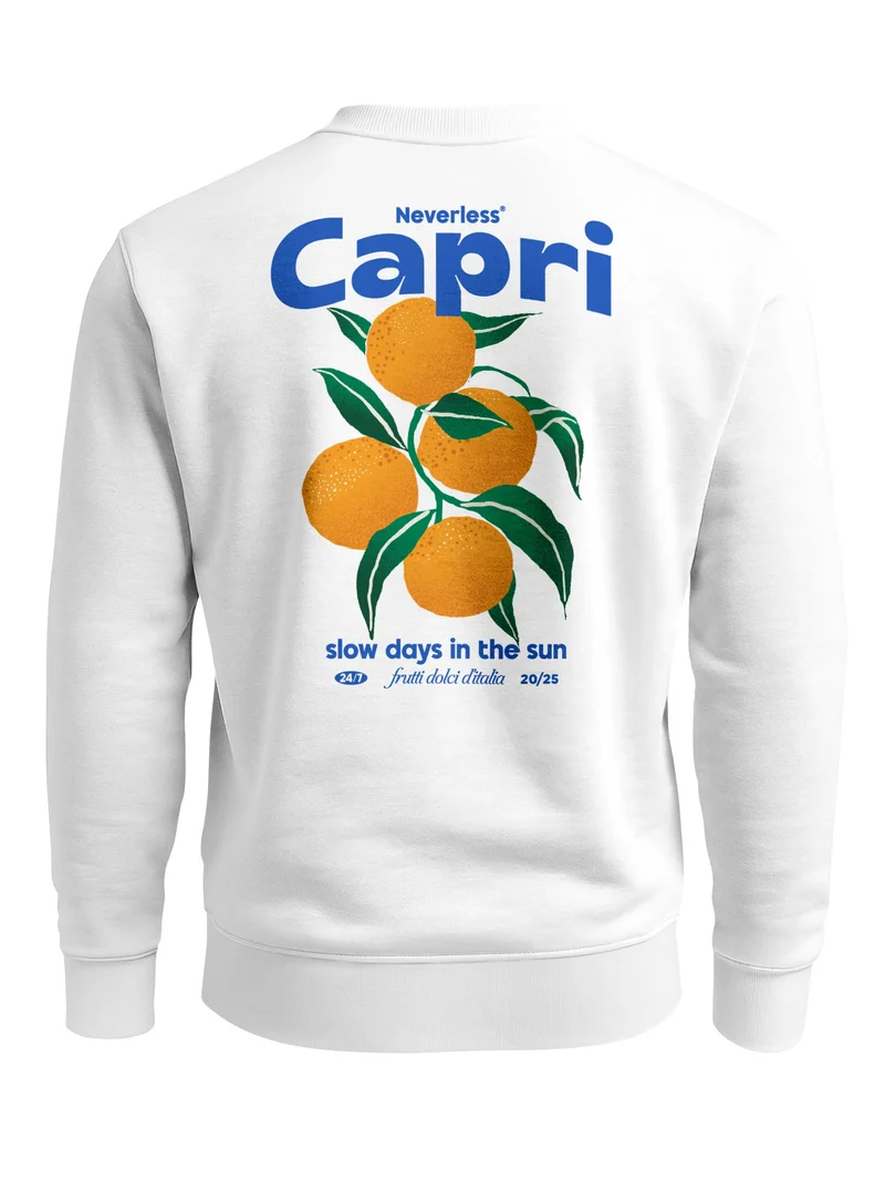 Sweatshirt Herren Pullover mit Backprint mit Orangen Design Italian Summer Streetwear Fashion Streetwear