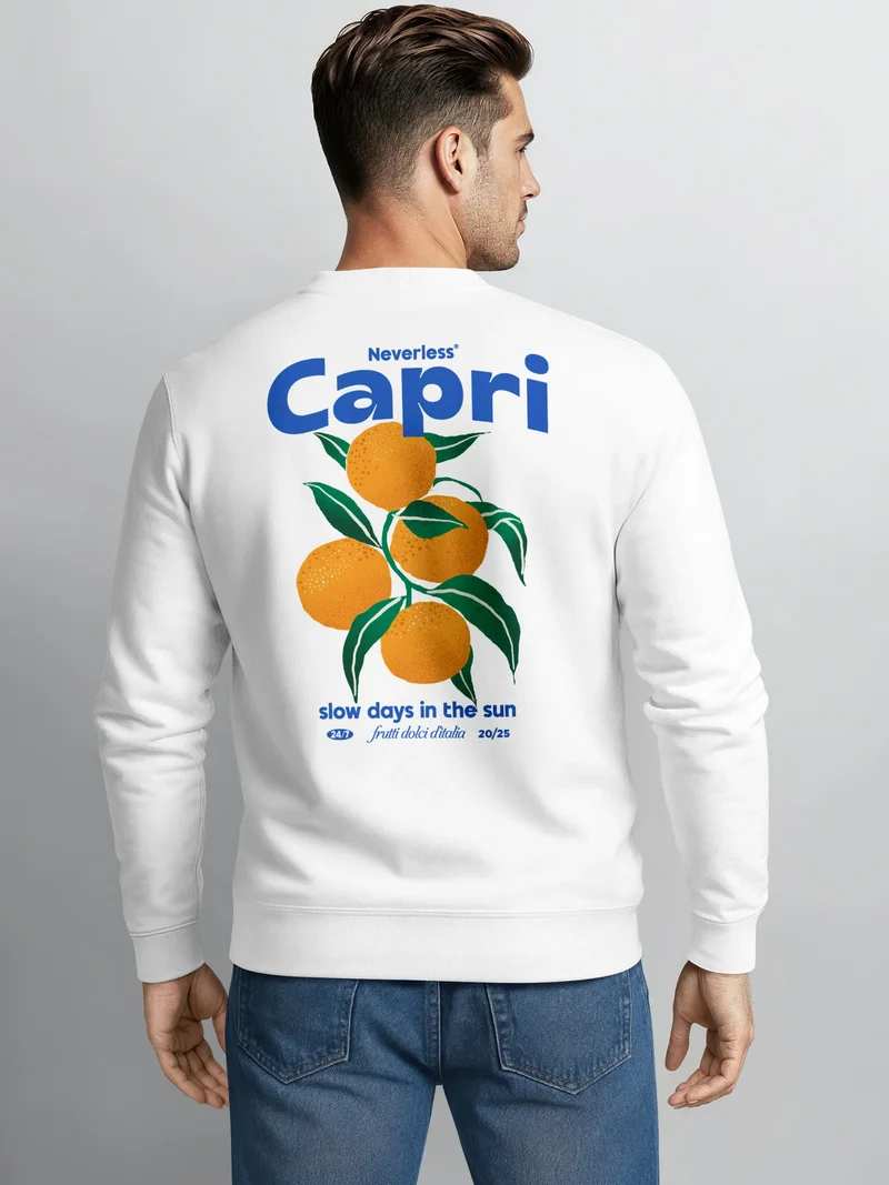 Sweatshirt Herren Pullover mit Backprint mit Orangen Design Italian Summer Streetwear Fashion Streetwear