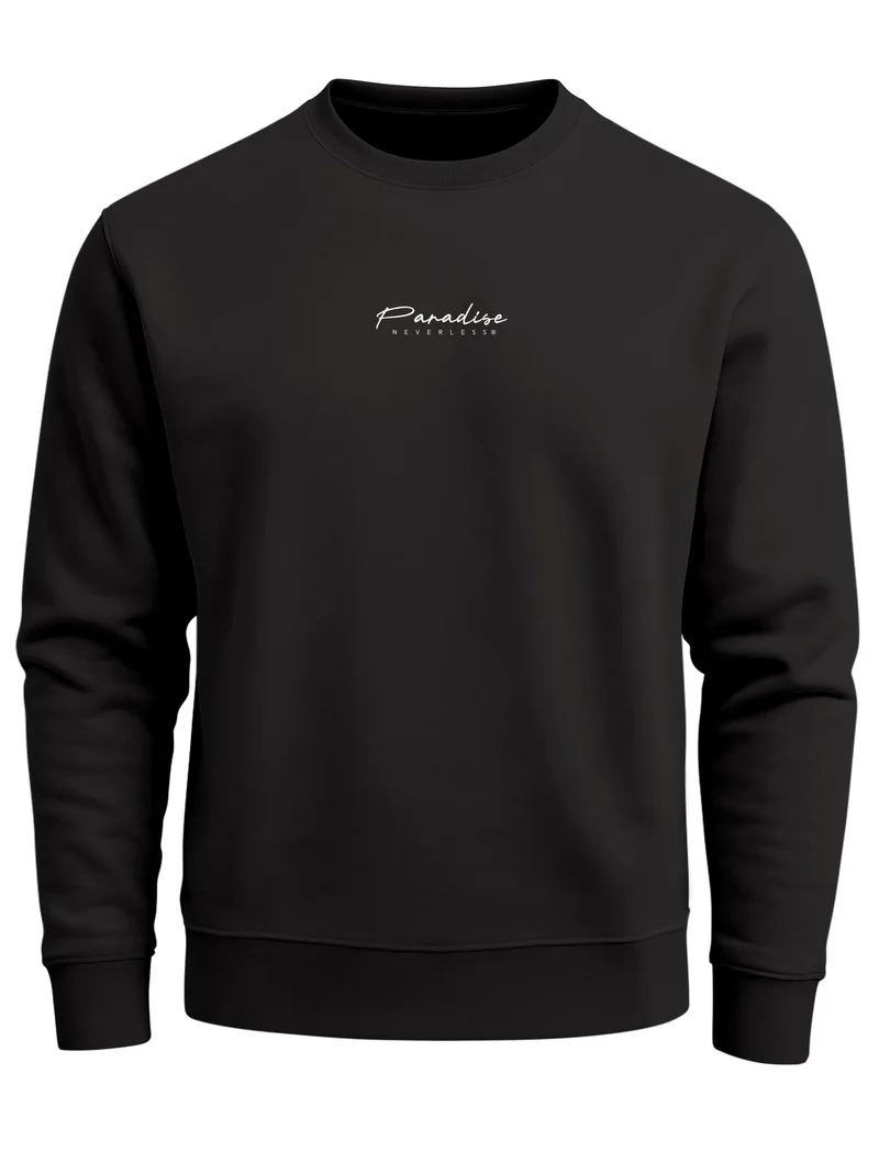 Sweatshirt Herren Pullover mit Backprint Schwarzweiß Palmen Design Minimal Streetwear Style Fashion Streetwear