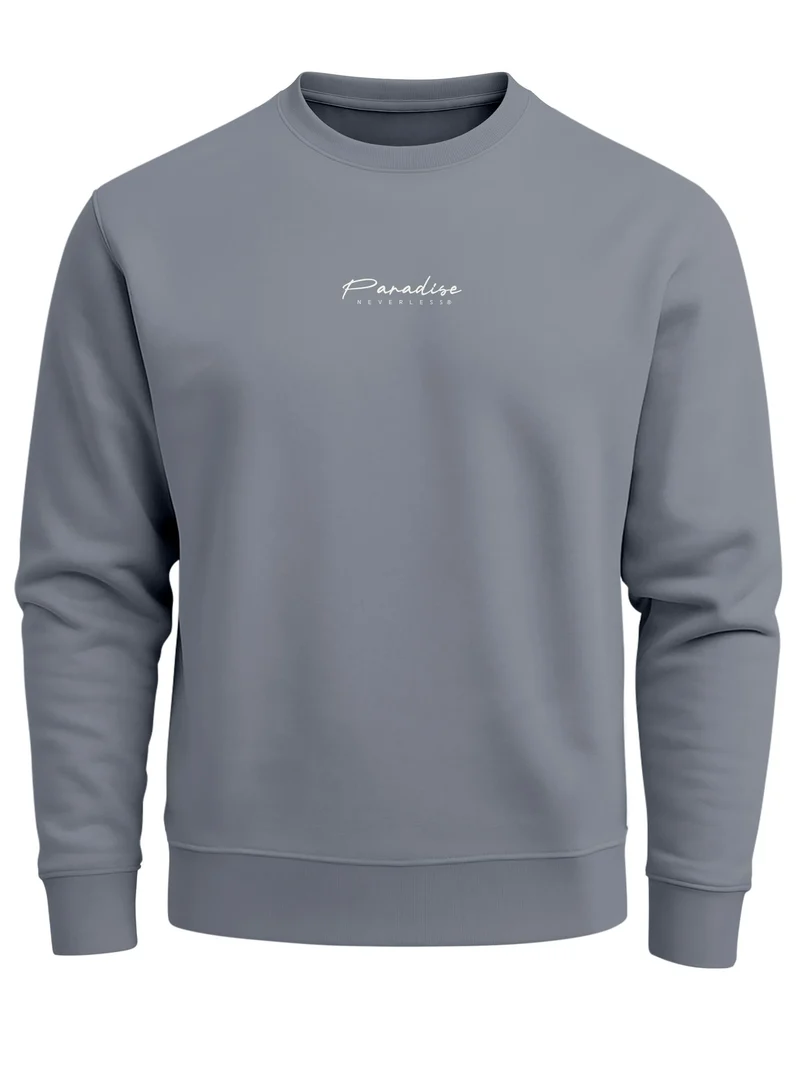 Sweatshirt Herren Pullover mit Backprint Schwarzweiß Palmen Design Minimal Streetwear Style Fashion Streetwear