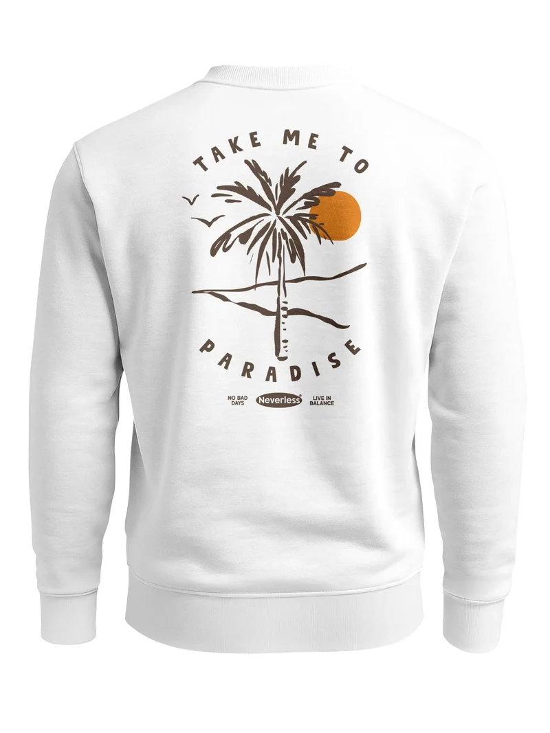 Sweatshirt Herren Pullover mit Backprint Palmen Sonne Design Beach Graphic Print Fashion Streetwear