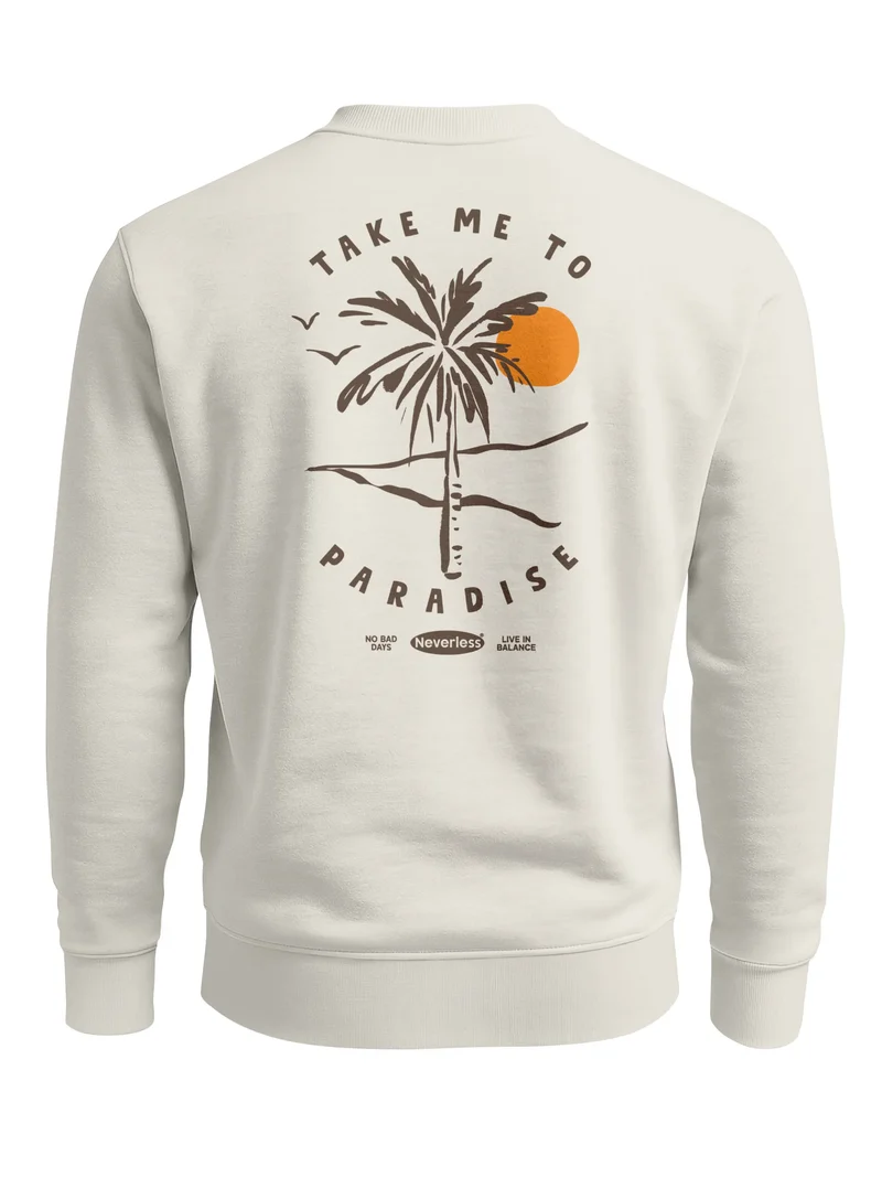 Sweatshirt Herren Pullover mit Backprint Palmen Sonne Design Beach Graphic Print Fashion Streetwear