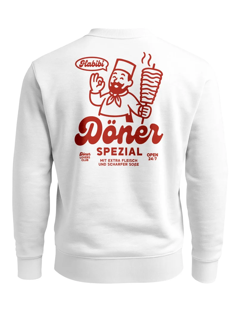 Sweatshirt Herren Pullover mit Backprint Döner Spezial Fun & Food Print Fashion Streetwear