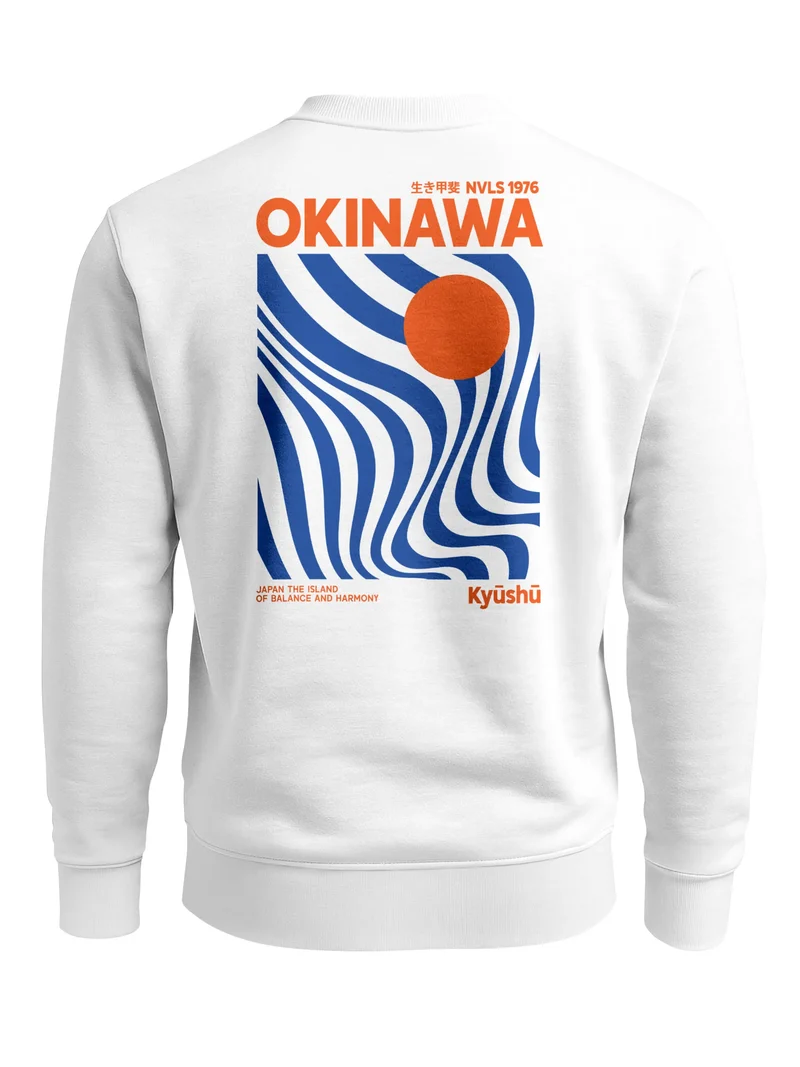 Sweatshirt Herren Pullover mit Backprint Okinawa Kyūshū Japan Design Retro Grafik Print Fashion Streetwear